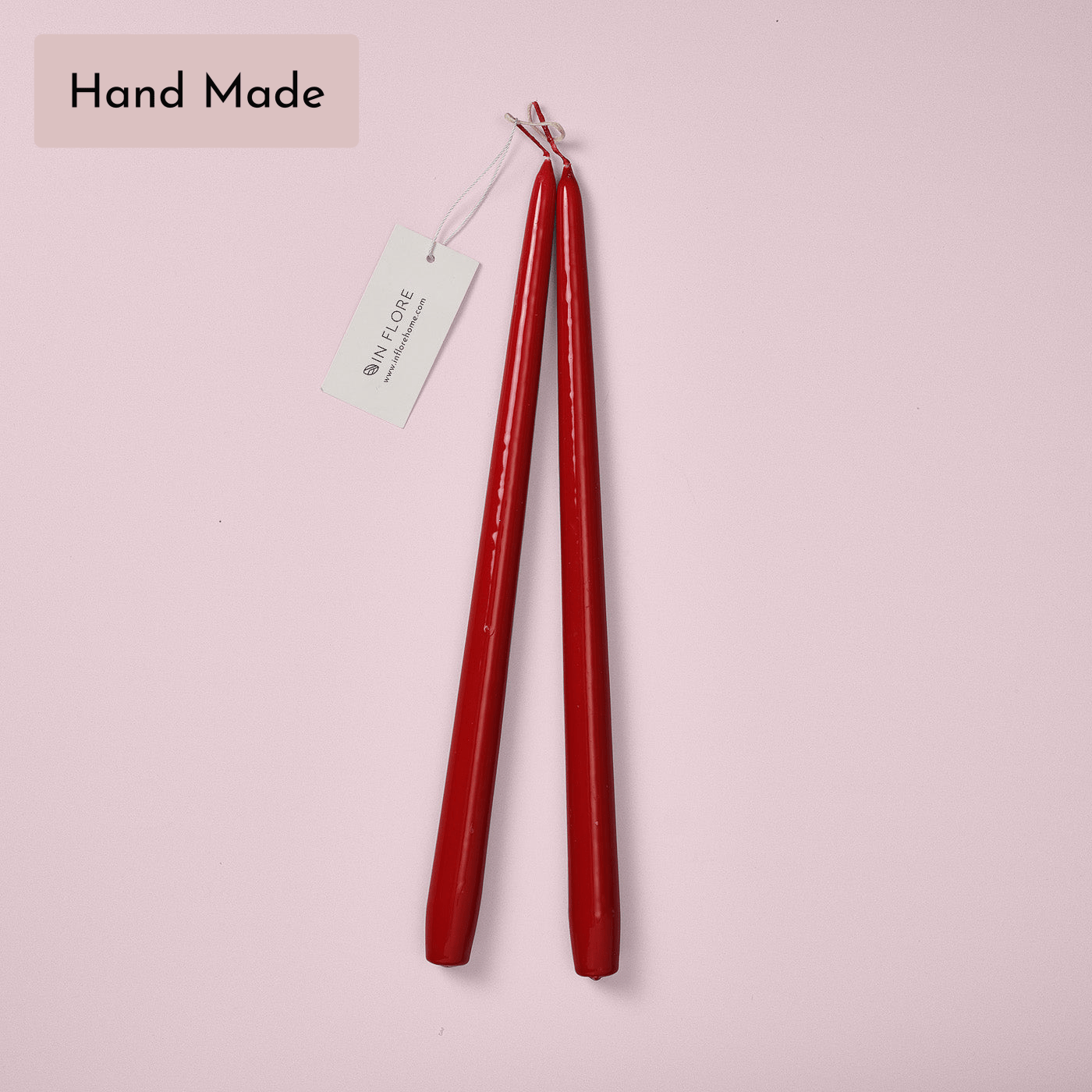 Ulrika Taper Candle, 2 pk, Shiny Red
