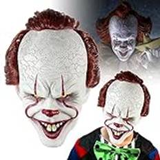 DVDGSC Skräckclown pennywise mask: Realistisk halloween party latex läskig mask för barn vuxna cosplay kostym läskig joker mask läskig dekoration rekvisita