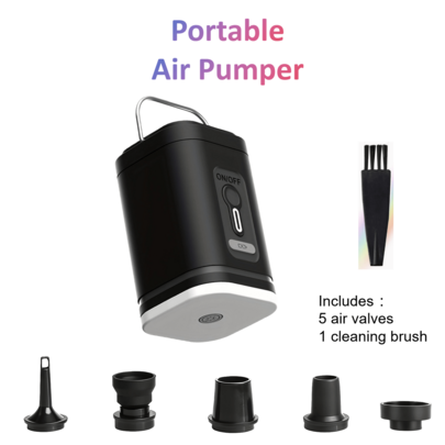 Mini elektrisk luftpump för utomhusbruk med LED-ljus (inklusive SOS-ljus), uppblåsning och tömning, 1200mAh uppladdningsbart batteri för smidig bärbar - Kaki (S)