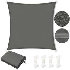 WOLTU Sonnensegel Wasserdicht 4x4 m Quadratisch 95% UV Schutz Segeltuch 200 g/m² Polyester Sonnenschutz Schattenspender für Balkon Terrasse Garten, mit Befestigungsseilen, Dunkelgrau