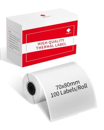 Phomemo transparent termisk etikett, skrivarpapper, transparent etikett för gör-det-själv-design, QR-kod, namnskyltar kompatibel med M220 M250 M221 etikettskrivare, 70x80mm,100 etiketter/rulle
