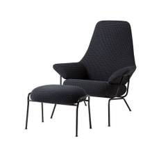 HEM - Hai Lounge Chair + Ottoman - Ink - Fåtöljer - Luca Nichetto - Blå - Metall/Syntetiskt/Skum/Plast/Ull