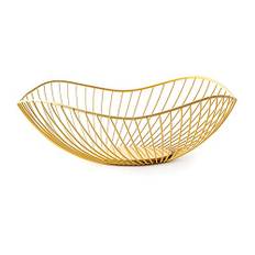 LdawyDE Fruktskål guld, fruktkorg guld metall öppen frukt korg för frukt mellanmål grönsaker handdukar fruktkorg 25 x 10 cm