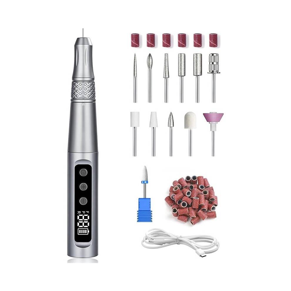 Nagelborste 35000RPM Uppladdningsbar Trådlös Elektrisk Nagelfil Kit, Professionell Bärbar Manikyr- och Pedikyrpolish