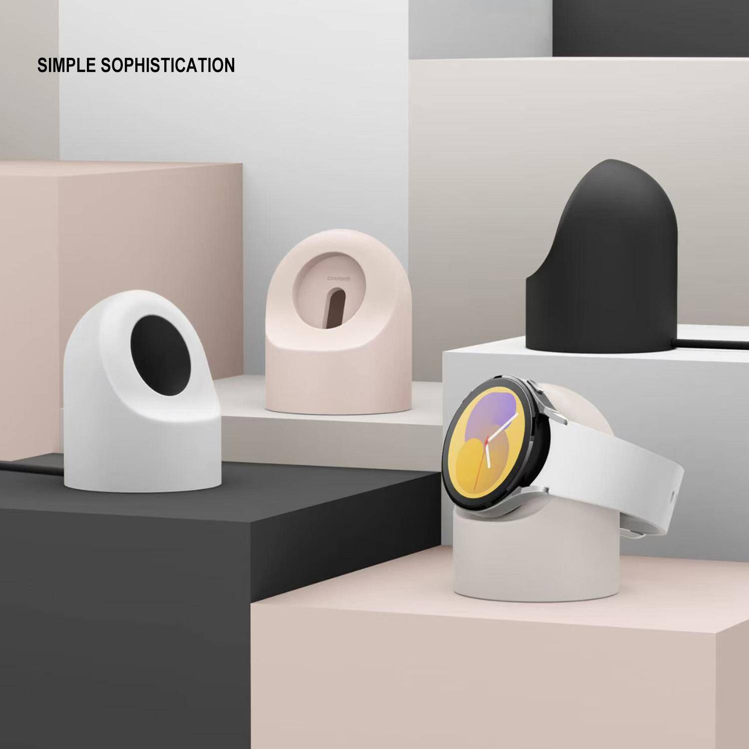 Kompatibel med Samsung Galaxy Watch 7 Laddningsställ 40 44 46mm Galaxy Watch 3 4 5Pro 6 Laddning silikonställ Laddningsbas vit