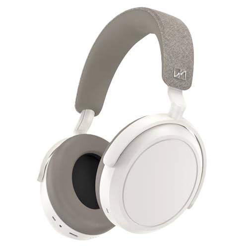 Sennheiser MOMENTUM 4 Wireless hörlurar - Bluetooth-headset för kristallklara samtal med adaptiv brusreducering, 60 timmars batteritid, anpassningsbart ljud och lättviktsdesign, vita, Over Ear