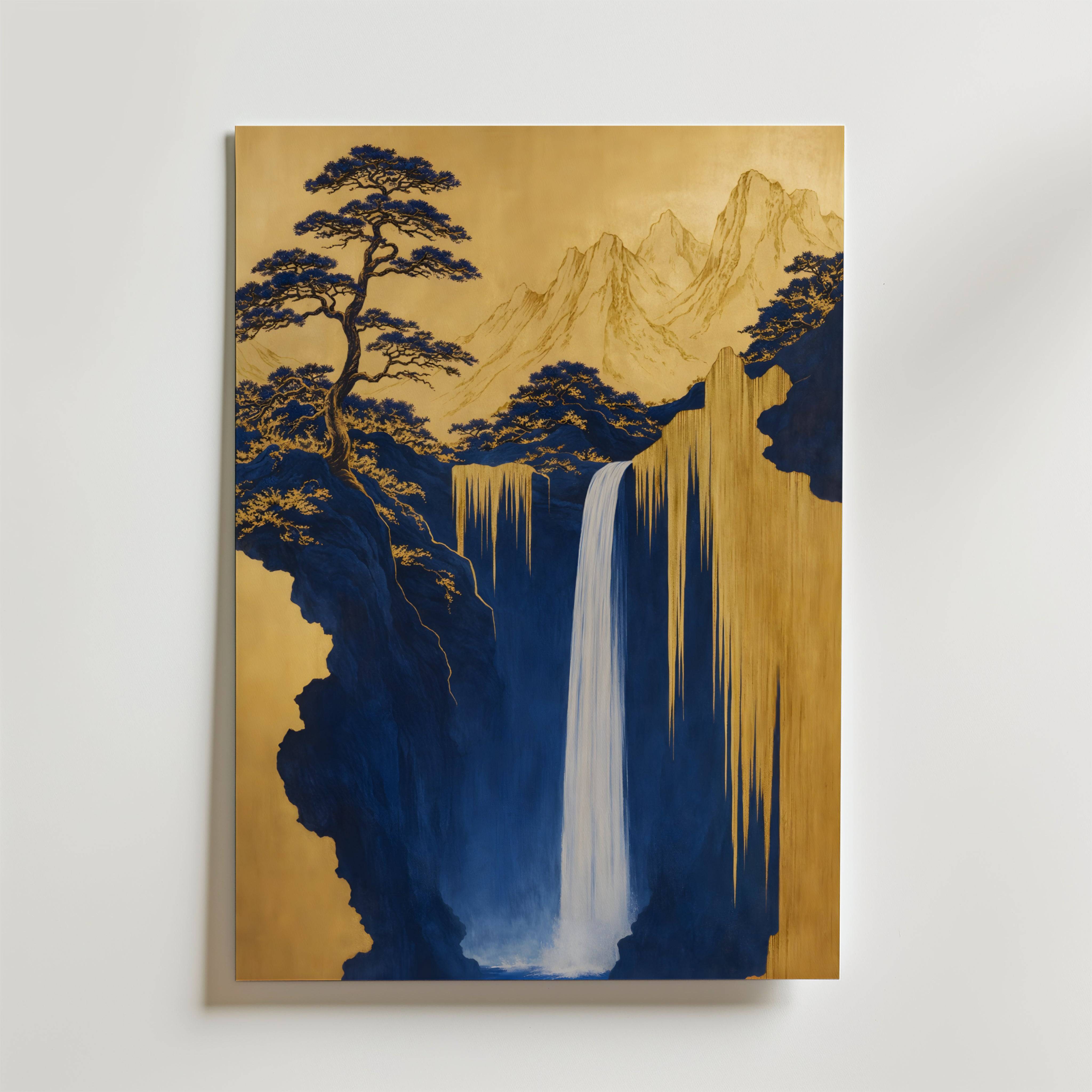 Golden Cascade Silence Poster - Fine Art Poster 21x30 cm