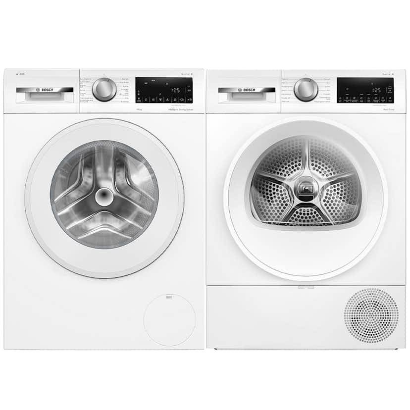 Tvättmaskin och Torktumlare Bosch WGG254FLSN + WQG2420ASN Serie 6 Vit