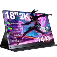 UPERFECT Gaming Monitor 144Hz 18" Portable Monitor 2K 2560x1600 mit Freesync/HDR/100% sRGB, Tragbarer Display with IPS /16:10 /300Nit Standard HDMI/Type-C, Extend Monitor für PC/Laptop/PS/Desktops