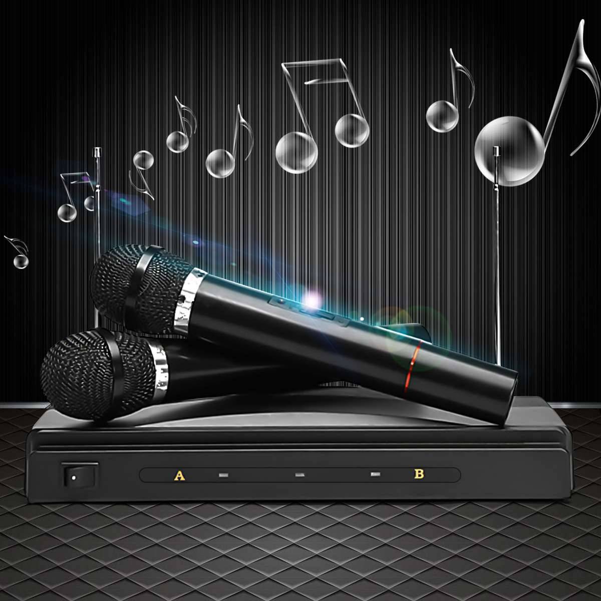 Leory handhållen mikrofon 2 mikrofon med mottagare för karaoke dj sing songs dubbla trådlösa trådlösa mikrofoner rörlighet prisvärd
