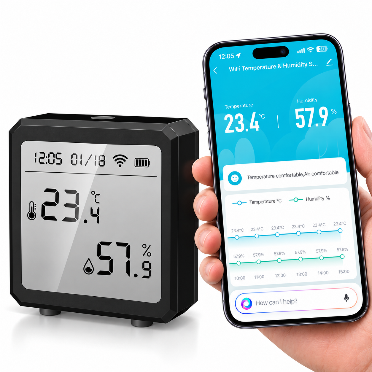 WiFi Termometer & Hygrometer – Smart övervakning via mobilen