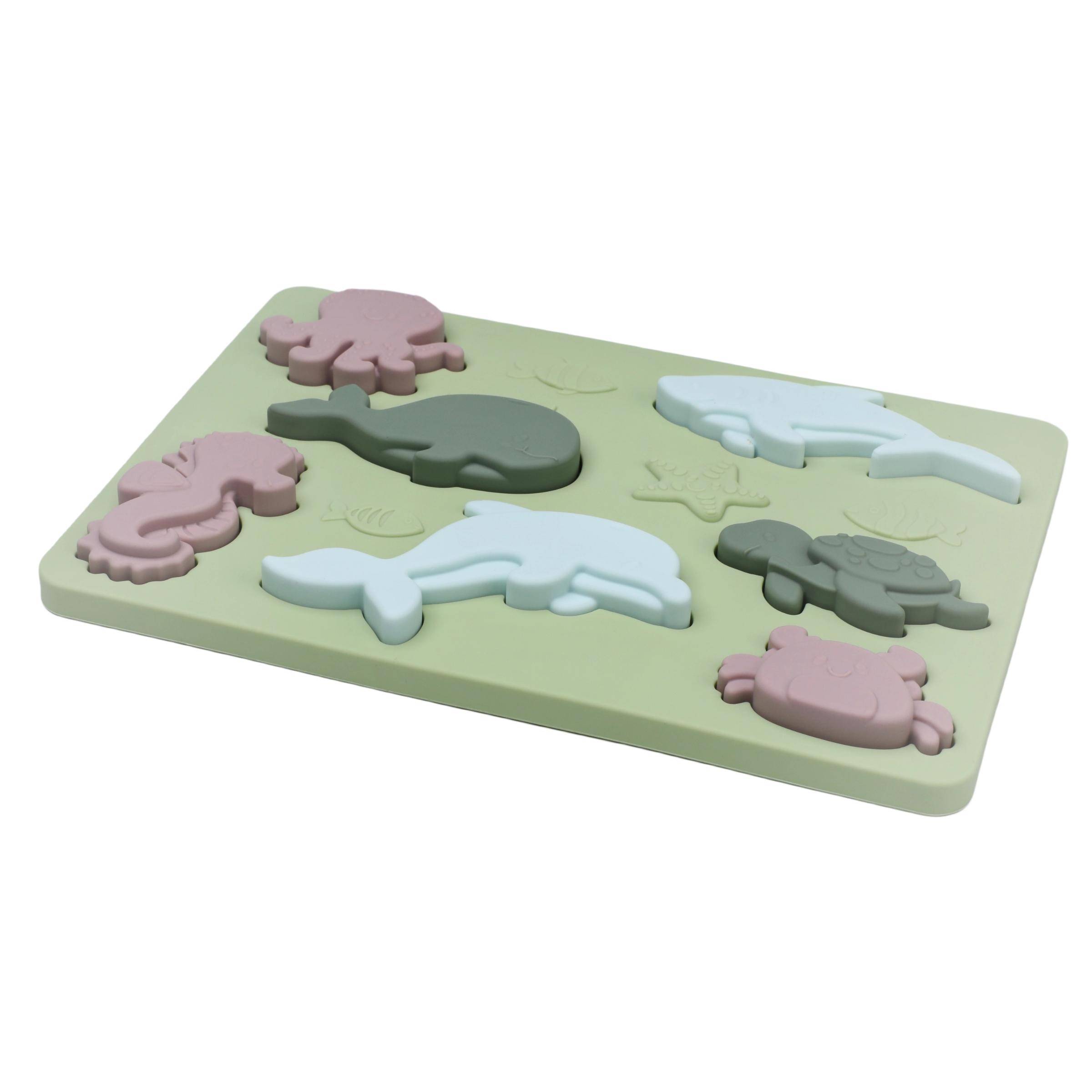 Hot Sell New Baby Silicone Marine Animal Puzzle Kids Silicone Geometry Matching Board Baby Sensory Educational Toys