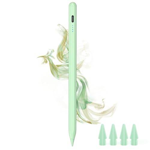 Stylus-penna för iPad 2018–2024 – USB C snabbladdning för iPad penna med Palm Rejektionspenna för iPad kompatibel med iPad 6/7/8/9/10th, iPad Air 3/4/5th, iPad Mini 5/6th, iPad Pro 11/12,9 tum (grön)