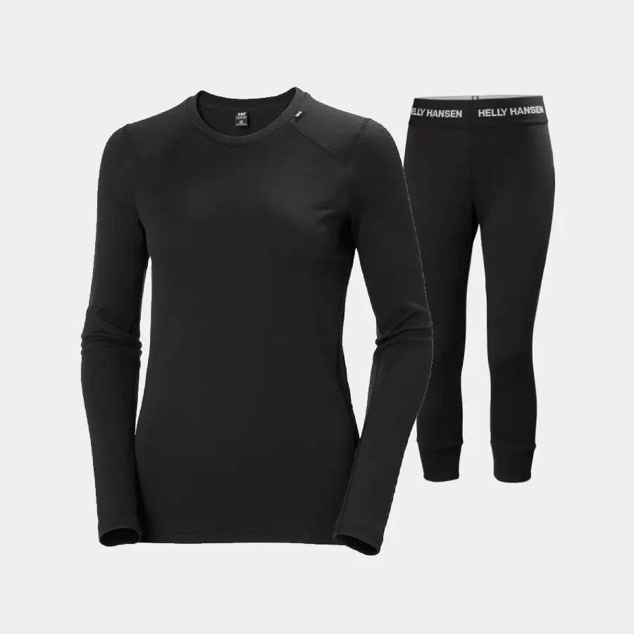 Helly Hansen Women's LIFA® Merino Midweight Crew & 3/4 Pants Base Layer Skiundertøj Sæt Dame - Black - XS / M