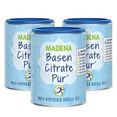 MADENA BasenCitrate Pur nach Apotheker Rudolf Keil Basenpulver 216g Dose, Das Original mit 100% organischen Basen VEGAN, Viel Magnesium als Citrat, Zink, Kalium, Calcium Diät - Basenfasten 3er Pck