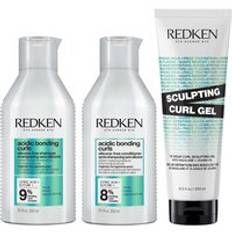 Redken Acidic Bonding Curls Shampoo Conditioner and Sculpting Curl Gel Bonding Care Bundle for Curls and Coils