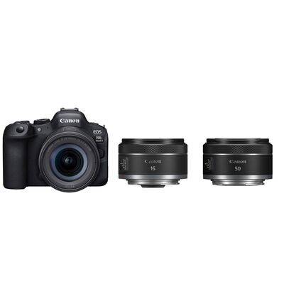 Canon EOS R6 Mark II + RF 24-105mm F4-7.1 IS STM + RF 16mm f/2.8 STM + RF 50mm f/1.8 STM