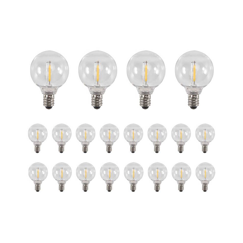 20 Pcs G40 LED Replacement Light Bulbs E12 Screw Base Shatterproof LED Globe Bulbs for Solar String Lights Warm