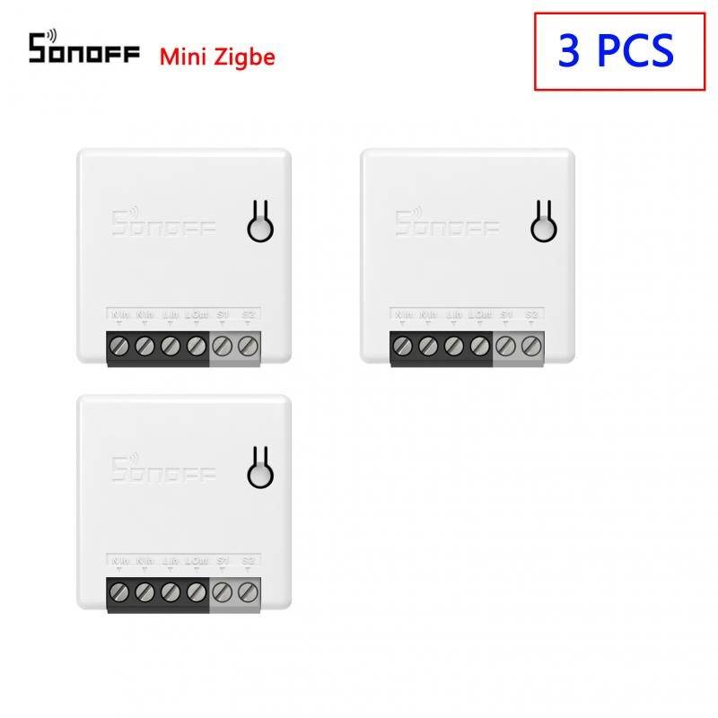 Sonoff mini zigbee 3.0 zbmini diy smart switch tvåvägs app fjärrkontroll via ewelink support smartthings hub alexa google home - 3 st