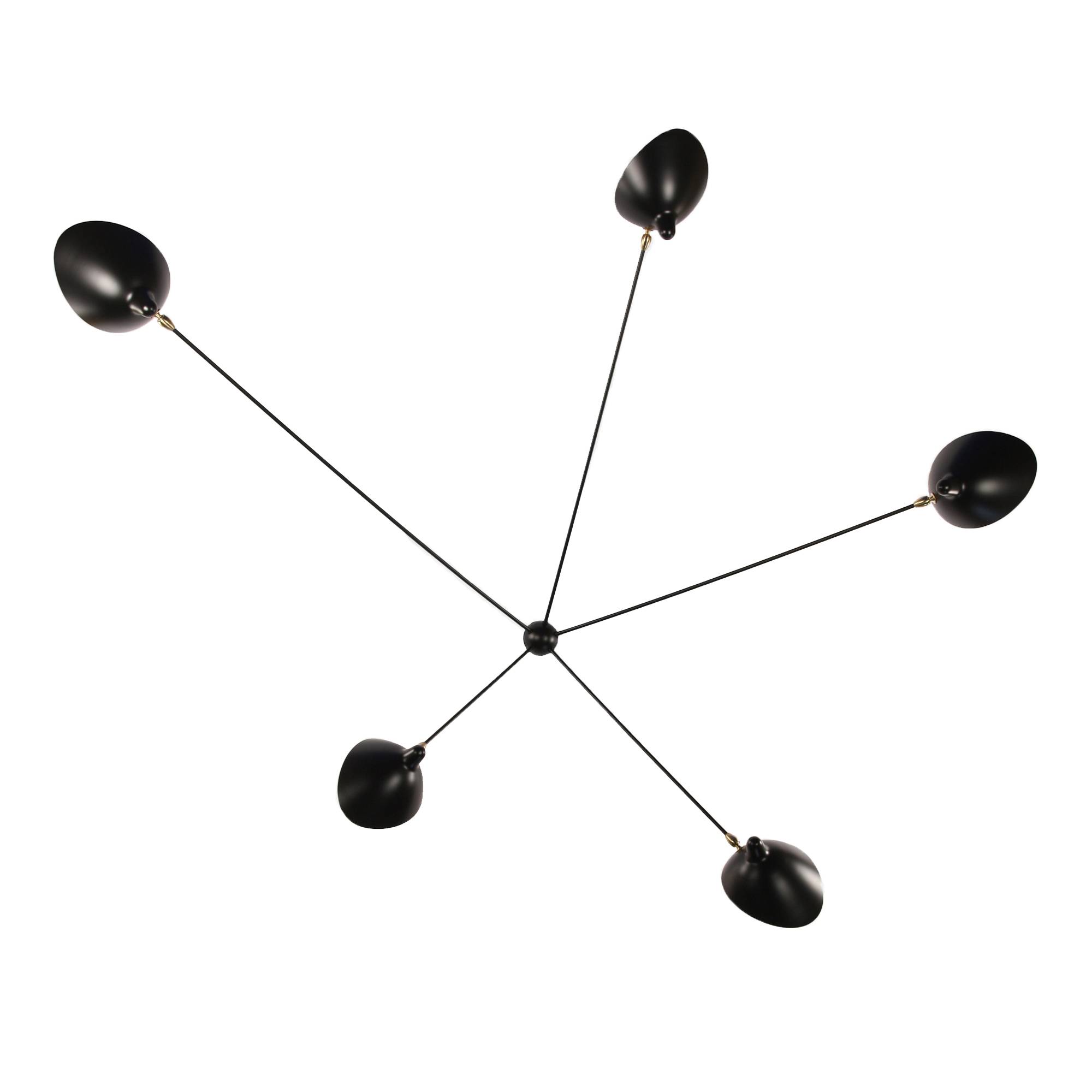 Serge Mouille - Applique Araignée 5 bras fixes –Five Arm Fixed Spider Wall Lamp - Vägglampor - Serge Mouille - Guld,Svart - Metall