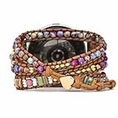 Juaupepo Boho sten klockarmband kompatibel med Samsung Galaxy Watch 3 45 mm, kvinnor män 22 mm armband handgjord natursten färgglad jaspisrem för Galaxy Watch 72 mm/Gear S smartklocka