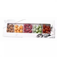 Drageéæske med 5 mandelvarianter 125 gram.