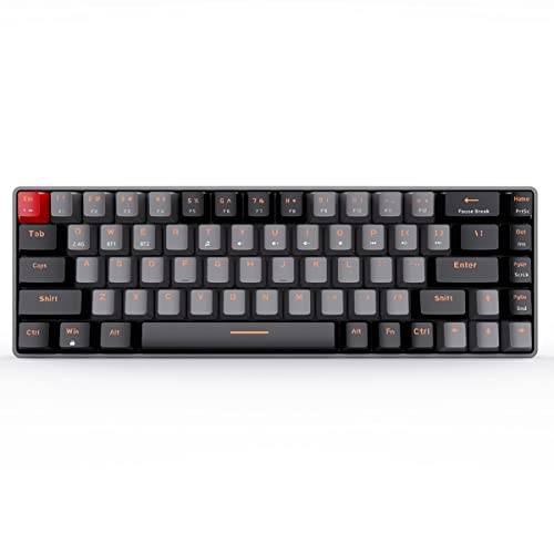 Qisan mekaniskt trådlöst tangentbord speltangentbord blå switch mini design (60 %) 68 tangenter amerikansk layout-svart och grå