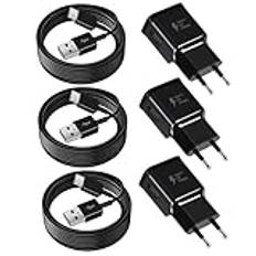 (3-Pack) USB Laddare Med Laddkabel USB Type-C För Samsung Galaxy A15 A14 A13 A04s A05s A55 A54 A53 A52s A40 A35 A34 A33 A25 A23 M51 M34 M14 S8 S9 S10 S20, Snabbladdare Adapter Mobiltelefonkabel