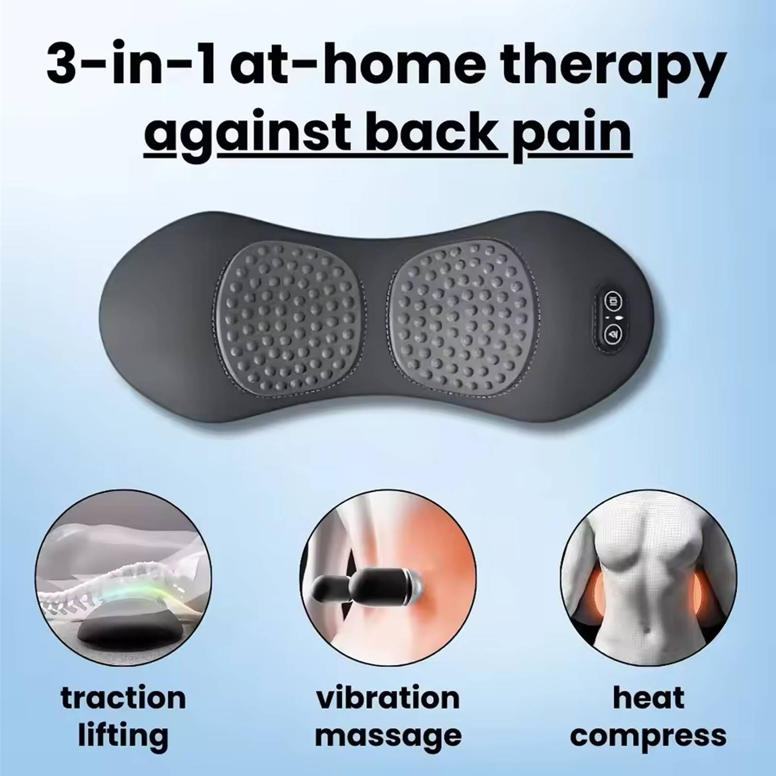 Multi-functional 3-in-1 Back Massager with Relief Bed Sleeping Shiatsu Deep Tissue Portable Shoulder Lower Back Pain Relief