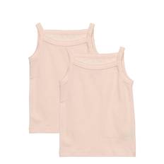 COPENHAGEN COLORS Rib Jersey 2-Pack Strap Tops |Rosa |110
