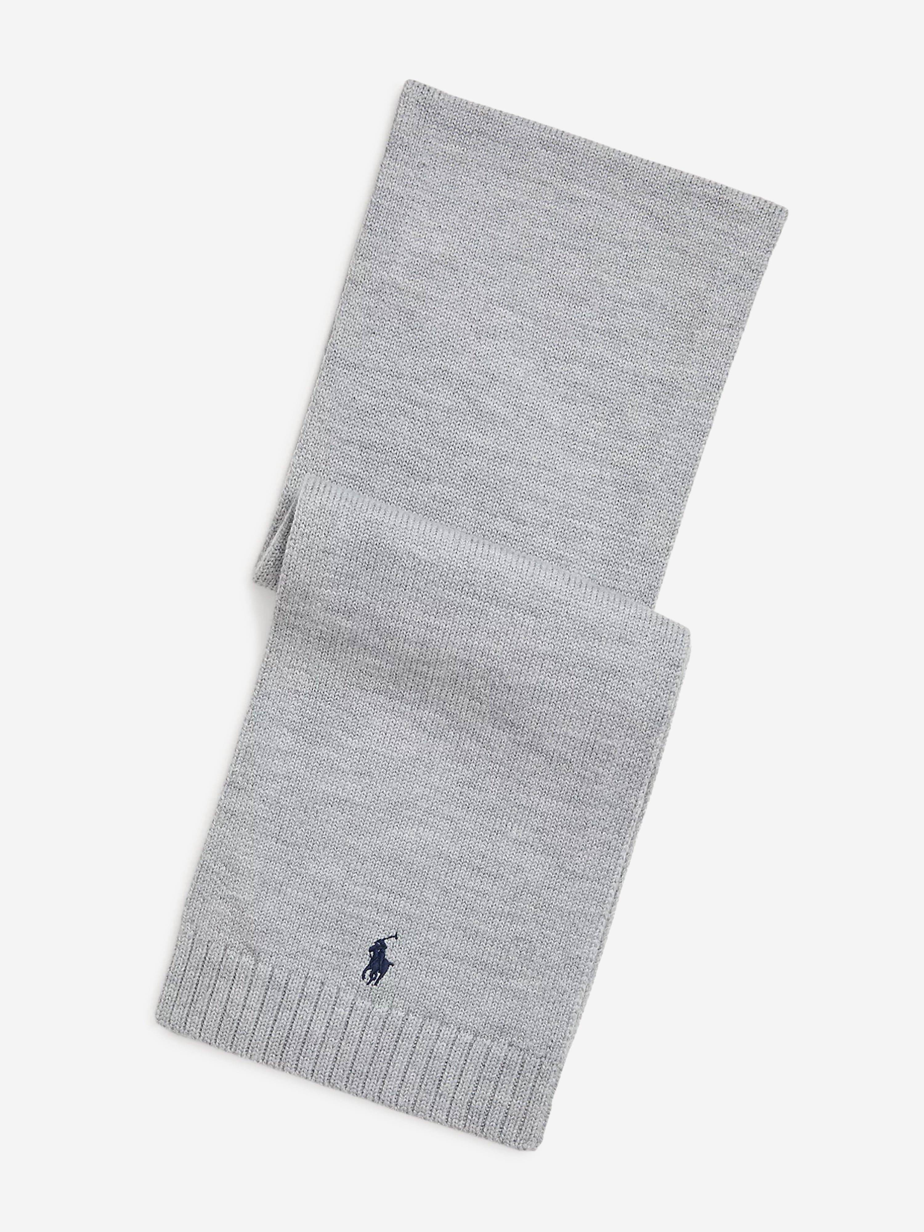 Ralph Lauren Boys Merino Wool Logo Scarf in Grey - Grey / S - M (7 - 10 Yrs) (S - M (7 - 10 Yrs))