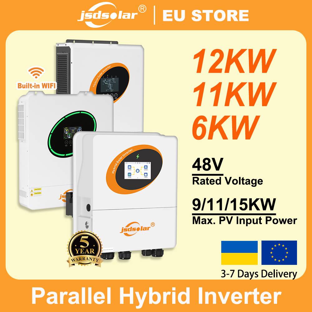 Jsdsolar 11Kw Hybrid Parallel Solar Inverter 48V 220V Pure Sine Off Grid Inverter 12Kw Single-Phase 6Kw Mppt 160A 135A Solar Charger Dual Pv Input Support Parallel Three-Phase Rs252/Rs48S