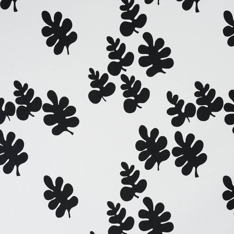 Borås Cotton Glada Blad Vit/svart Tyg