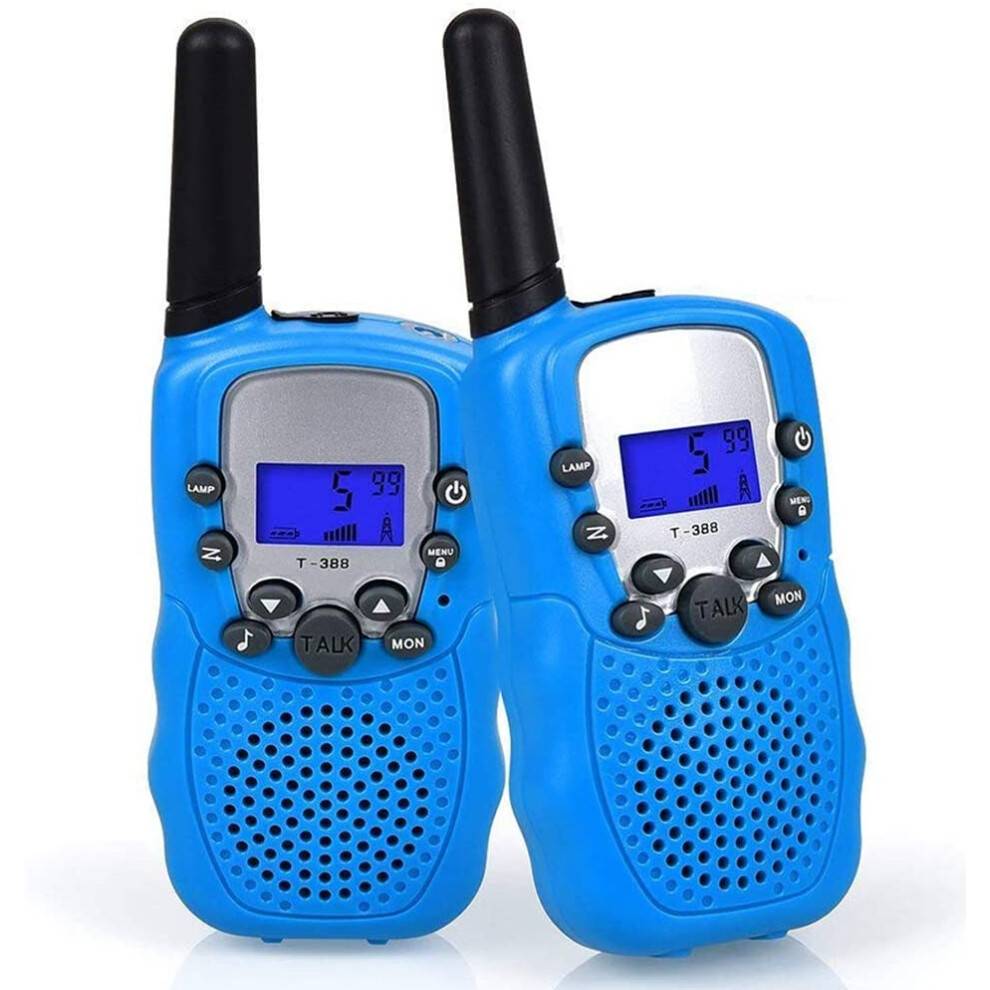 Walkie-talkie til børn, 8 kanaler, tovejsradio, børnelommelygte, walkie-talkie-sæt, gavelegetøj, kompatibel med piger og drenge (1 par, blå)