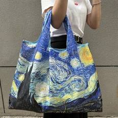 1pc Women's Foldable Tote Bag, Large Capacity Shopping Bag, Minimalist Design, Versatile Style, Suitable For Commuting, Travel, Shopping, Convenient O - Blue