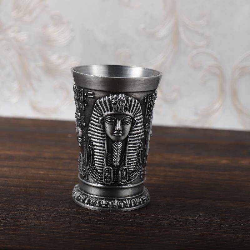1 st egypt myt retro kopparkopp brons 3d lättnad vin sprit sprit skottglas cleopatra rameses ra shot antika glasögon - 2