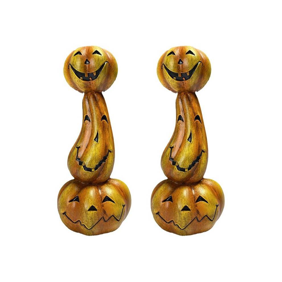 Pumpkin Candlestick Halloween Decorations Table Centerpiece Candle Holder 2Pcs
