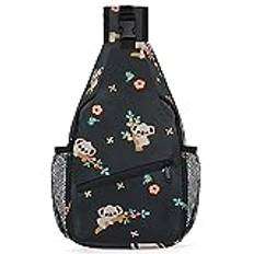 RIRIX träd koala blommor slunga ryggsäck djur sengångare crossbody väska mångsidig crossbody väska resa vandring bröstväska vardaglig dag väska, Som visat, 7.9*3.5*14.2 inches