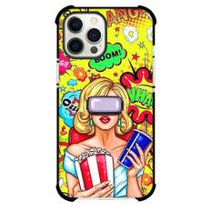 Pop Art Pattern Case For iPhone Samsung Galaxy Pixel OnePlus Vivo Xiaomi Asus Sony Motorola Nokia - Blonde Girl Watching in VR Boom Yellow Background