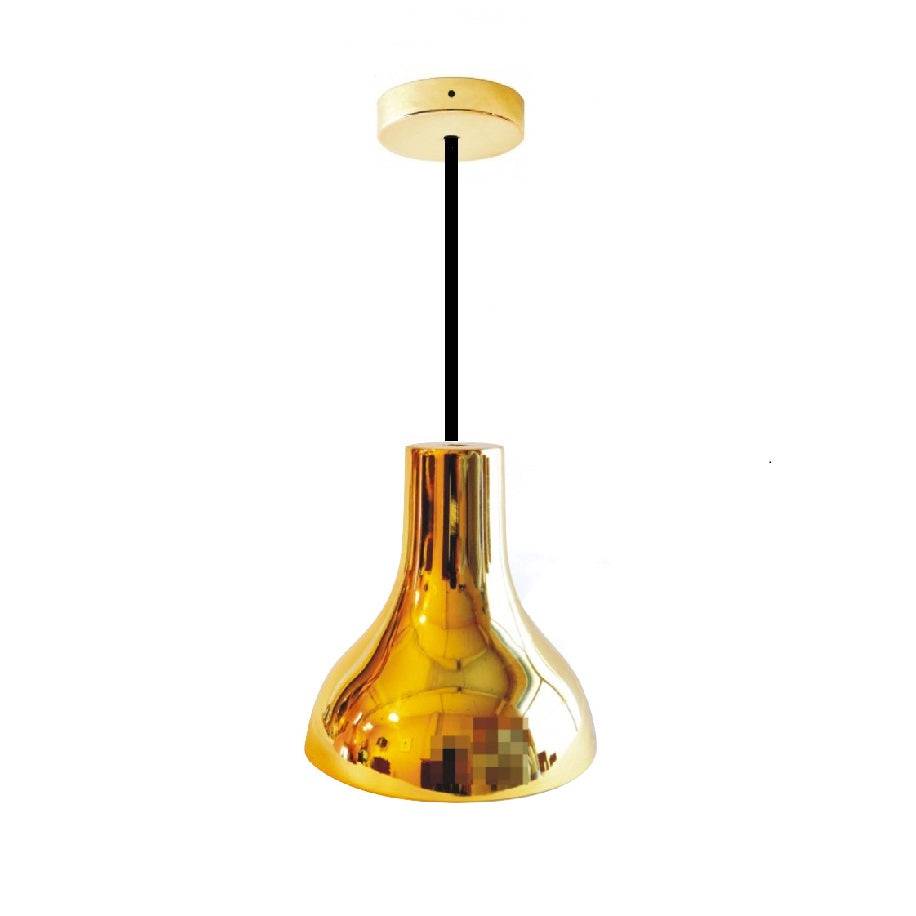 Archi pendel blank guld Lamper 4U - Brun + glat stofledning / Pendel med roset med ledningshul til videreføring af kabel og 4 meter kabel