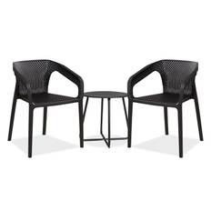 Ensemble salon de jardin Table et 2 chaises noir