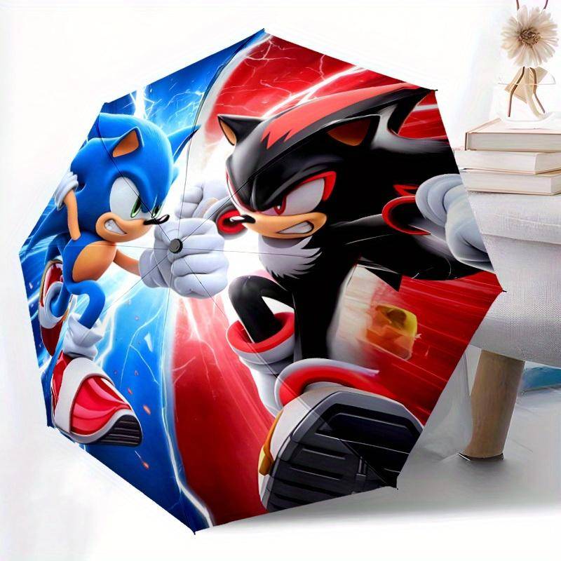 Sonic Shadow Automatiskt Öppnings-/Stängningsparaply   Kompakt Reseparaply, Kraftig Konstruktion med 8 Revben, Idealisk Gåva, 171 blue