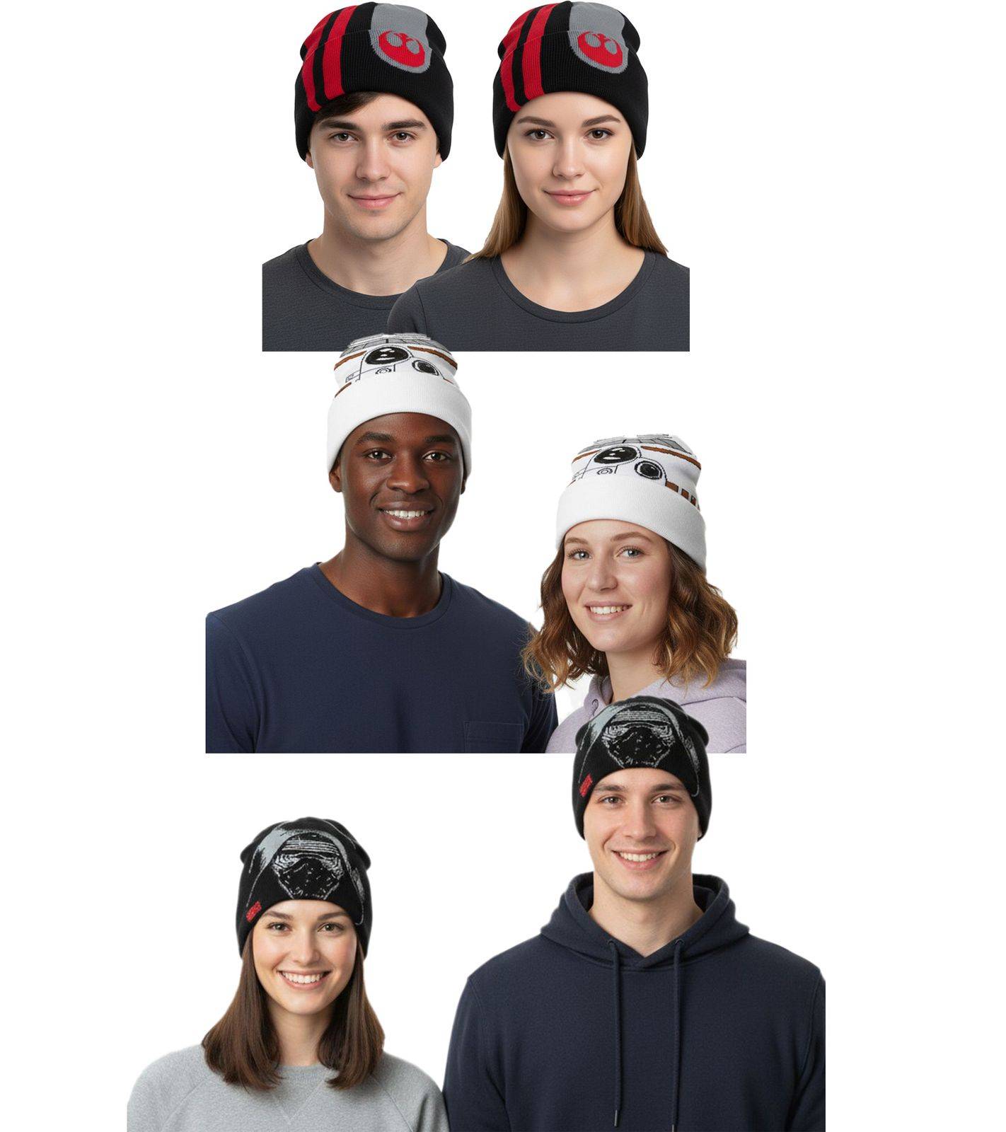 Star Wars Beanie für Damen oder Herren Strick-Mütze in Einheitsgröße Fan Artikel Winter-Mütze in Schwarz oder Weiß