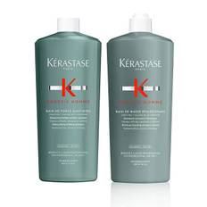 Kérastase Genesis Homme Bain de Force Quotiden 1000ml + Bain de Masse Epaississant 1000ml