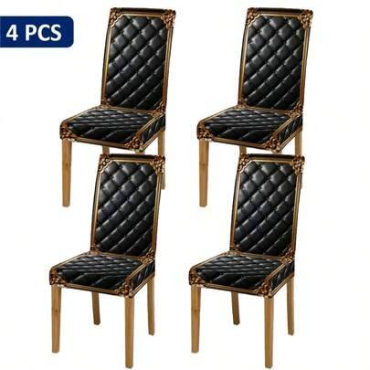 1 st/2 st/4 st/6 st svarta avtagbara och tvättbara stolsöverdrag till matstol, skal- och diamantmönstrad dekoration, lämpliga för restaurang, hotell o - Multifärgad (1 st,2 st,4 st,6 st)