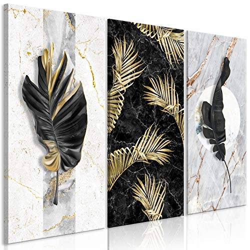 murando Väggbild Canvastavla Tropiska Löv 135x90 cm 3 delar