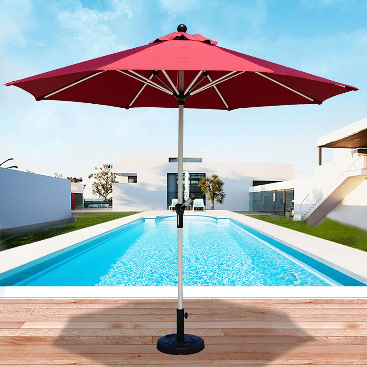 2,7m 8 Arm Parasoll Canopy Överdrag Vattentät Markis Sol Skydd Skydd Utomhus Trädgård Patio