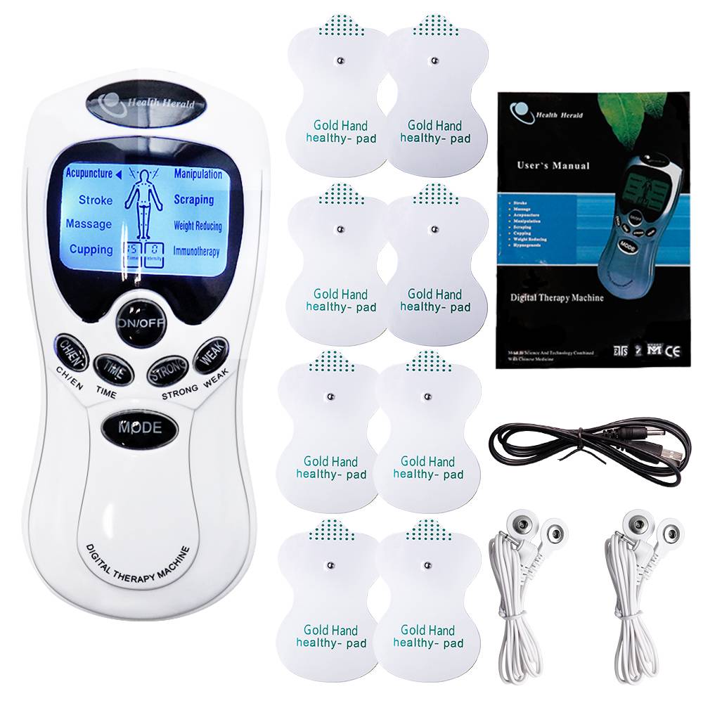 Dual Output Electric Tens Pulse Massager Instrument Electrical EMS Muscle Stimulator Acupuncture Massage for Neck Back Full Body