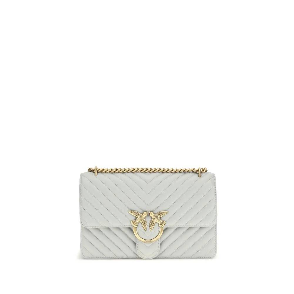 PINKO Love One Classic Læder Skuldertaske - Tasker - Dame - Grå - ONE SIZE - Uld
