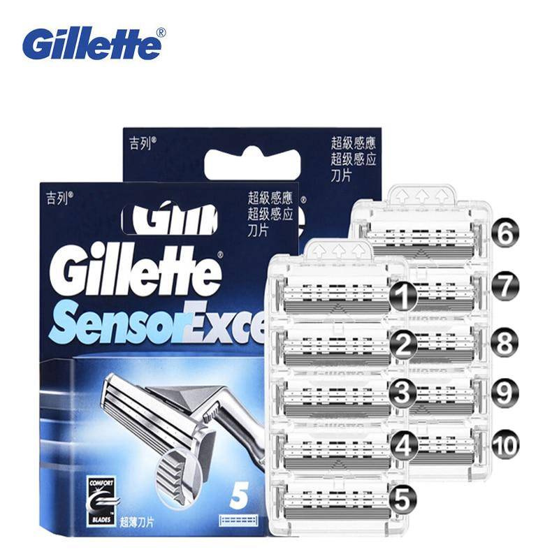 Gillette Sensor Excel Rakblad för män Manuella Säkerhetsrakhyvlar Skäggrakmaskin Byt ut huvudet